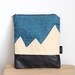 Blue linen and leather pouch