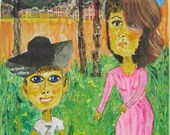 Mixed Media Original Art Mum and Child Whimsical One Of A Kind (OOAK) Home Decor as Wall Hanging