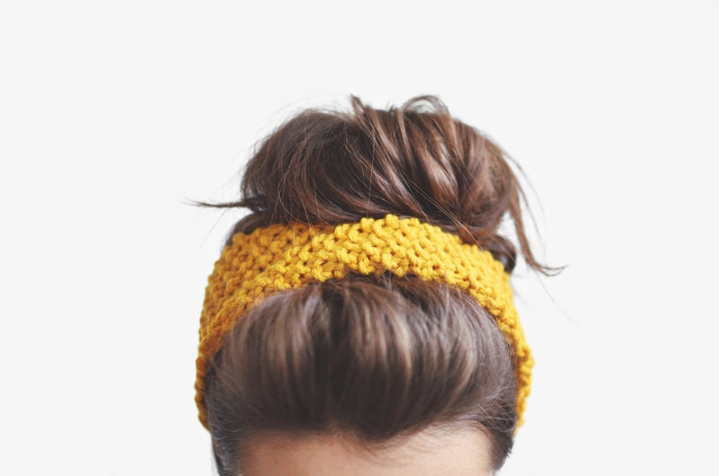 SALE / 10% off / Yellow headband, ear warmer / Hand knitted - Plexida