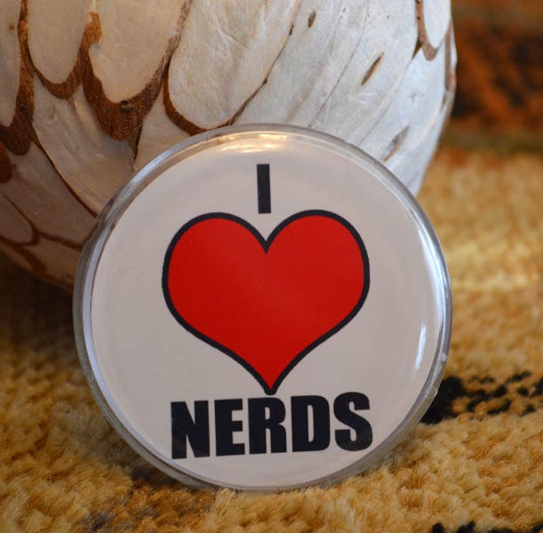 Funny Pinback Button - I Heart Nerds - Hilarious Funny Nerdy Humor Novelty Button Accessories