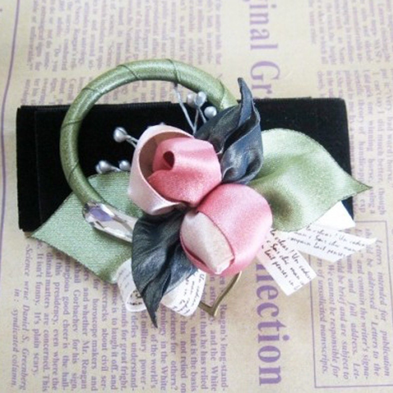 fascinator/handmade pink rose/flower/ /ribbon/hair clip/ birthday gift/wedding bridal hair accessaries/headpiece/prom/cocktail