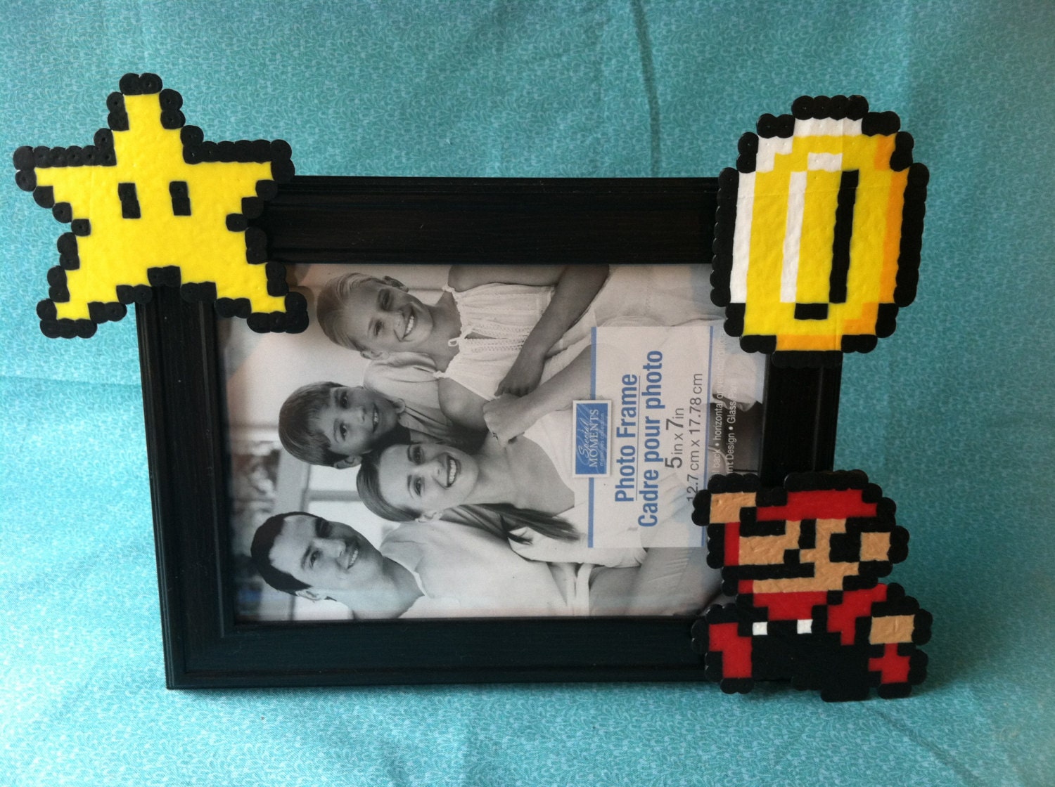 Mario Star and Coin Perler Picture Frame (5x7)  Frame