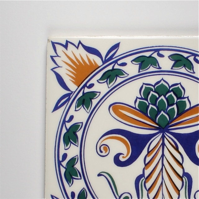 vintage french art deco ceramic tile 1940's by nousdeuxandtheCat