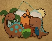 WALL ART Dinosaur Teal T Rex CUSTOM Made to Order, Wall Decor Bedroom Party Birthday Shower Decoration:Handmade Paper Decorations & Signs