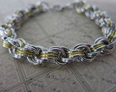 Spiral Rope Chainmaille Bracelet - Yellow and Silver Rope Bracelet - Chainmaille Rope Bracelet