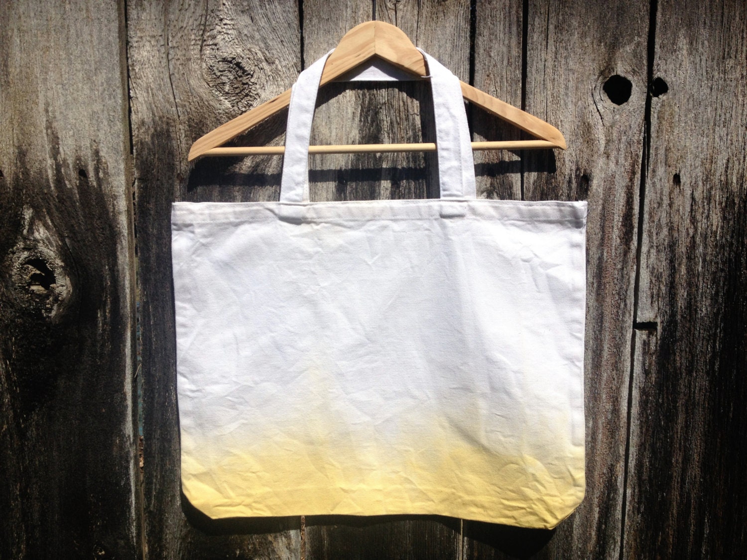 Large Hand Dipped Yellow Ombré Farmer's Market Grocery Tote Bag