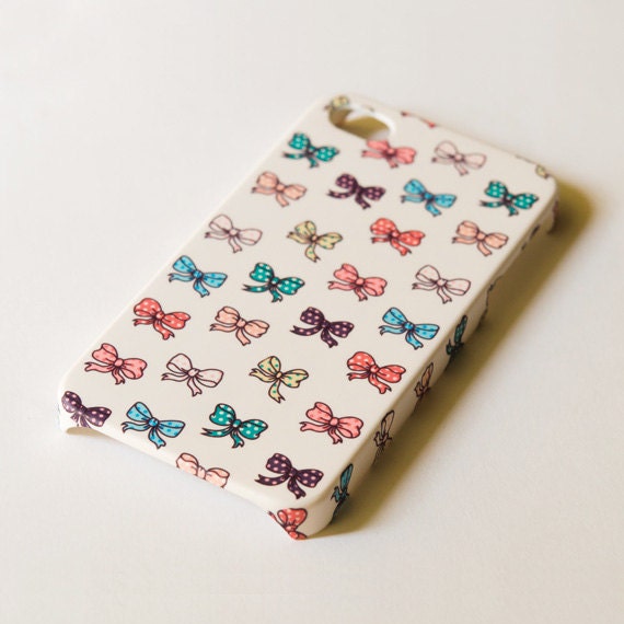 Ribbon iphone 4s case , iphone 5 case , Yellow Background with Bow , Cute Bow
