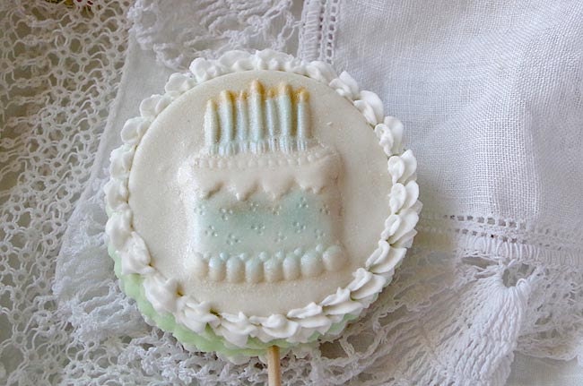 Sandwich Cookie Fondant Cupcake Pick, Mini Cake Topper - Birthday Cake