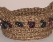 Jute Basket with Handles and with Animal Beads