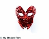 Red Eyes... LED Masquerade Mask made with Broken Mirrors, painted a mix of Candy colors