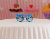 Cat Slice Stud Earrings-Kawaii earring-Polymer clay Studs-Post Earring- Miniature Slices Earring-Animal Earring-Kawaii Studs