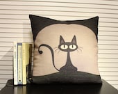 cotton linen Fabrics pillow sham Black cat printed Pillow Cover pillow pattern cushion cover lovely cat pillowcase - ILovePillow