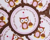 Owl Favor Tags - Thank you Tags -  Ready to Ship - Set of 12