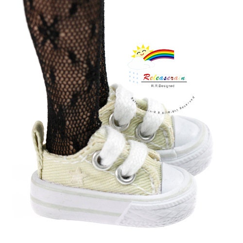 Canvas Low-Cut Star Sneakers Shoes Khaki for 12" Tonner Marley Wentworth, Agnes Dreary, Pullip's Boyfriend Taeyang dolls