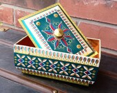 Retro Atomic Mod - Vintage - German Metal Tin Keepsake Box - Boho Funky Art Deco - CHIC