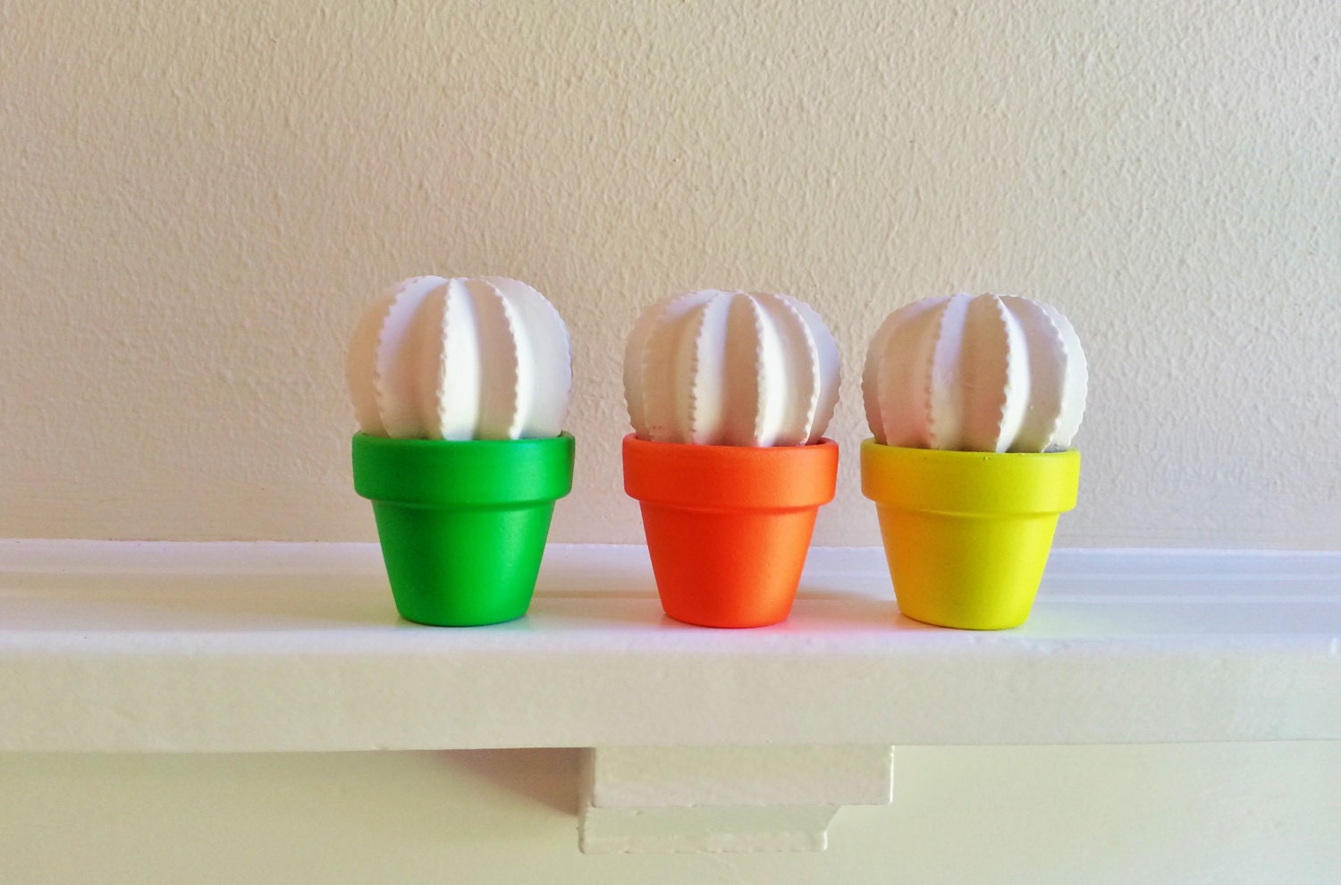 Cactus Plant Sculptures in Neon pots, Modern SouthWestern decor, Wedding favors, Tabletop centerpiece