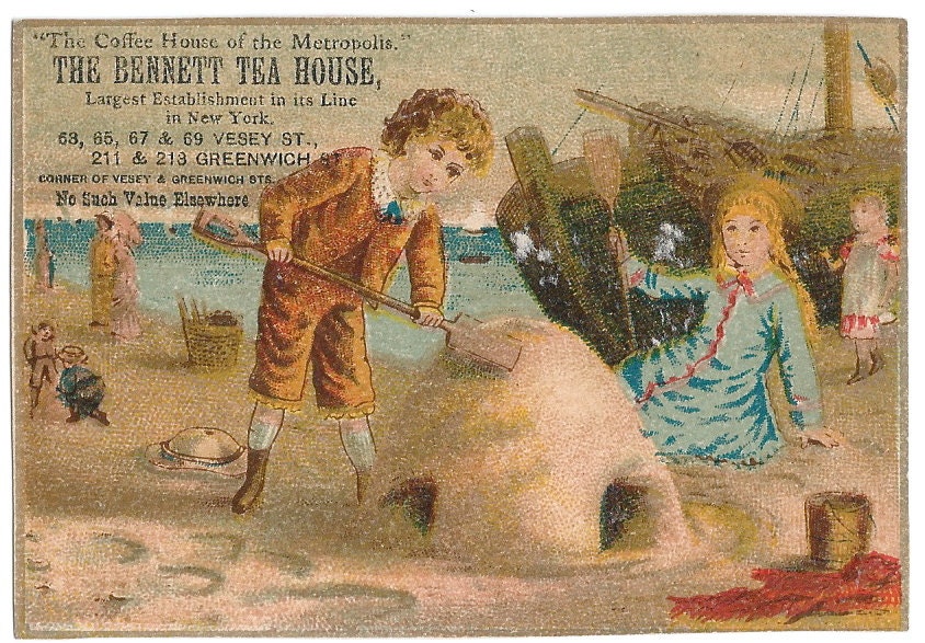 Sand Castle at the Beach Tea House Trade Card