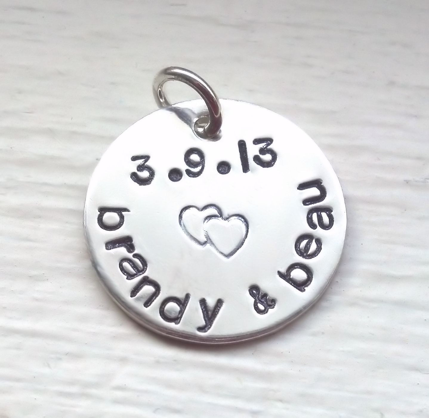 Bouquet Charm, Bridal Jewelry, Wedding Keepsake, Sterling Silver Hand Stamped Personalized Gift for Bride, Something New