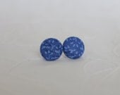 Blue Bell fabric covered button earrings