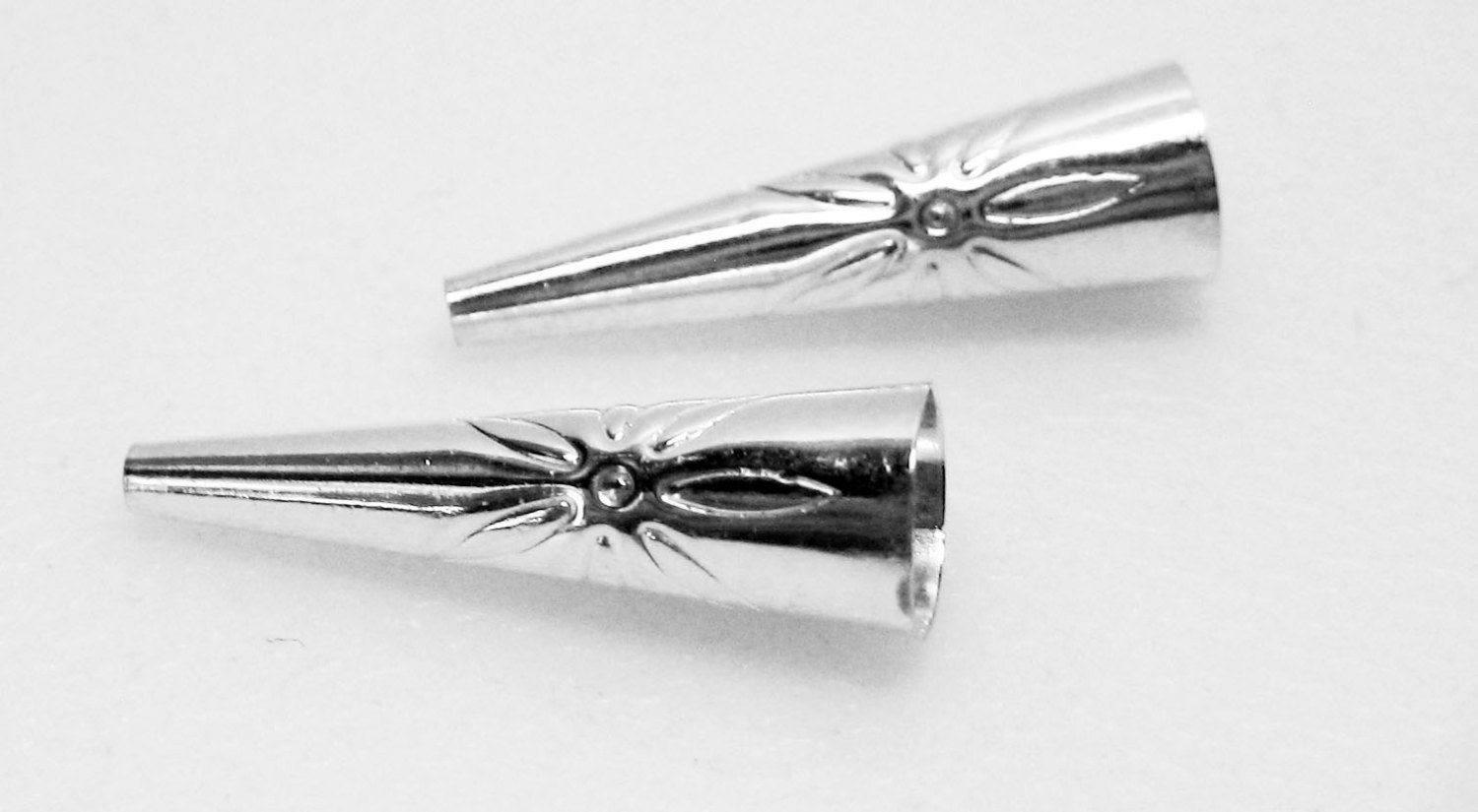 Sterling Silver Bead Cones - Sterling Silver Findings - Jewelry Supplies - Beading Supplies - 25mm x 7mm (2) - HazelsBeadShop