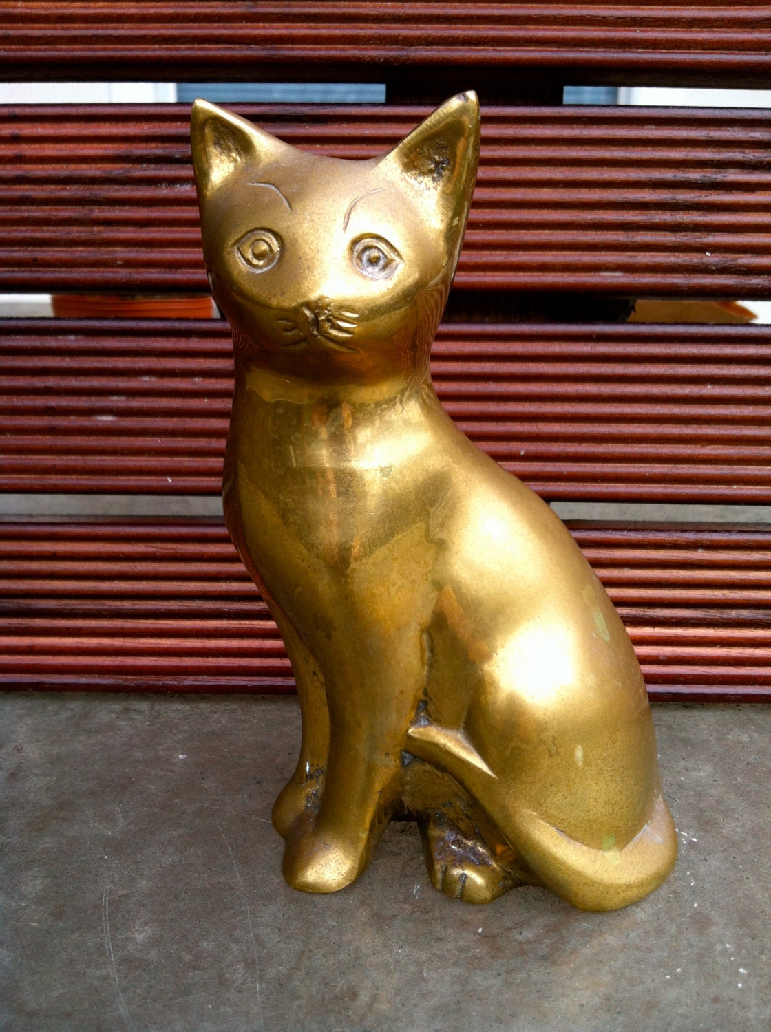 Sitting Brass Kitty Cat Vintage Figurine
