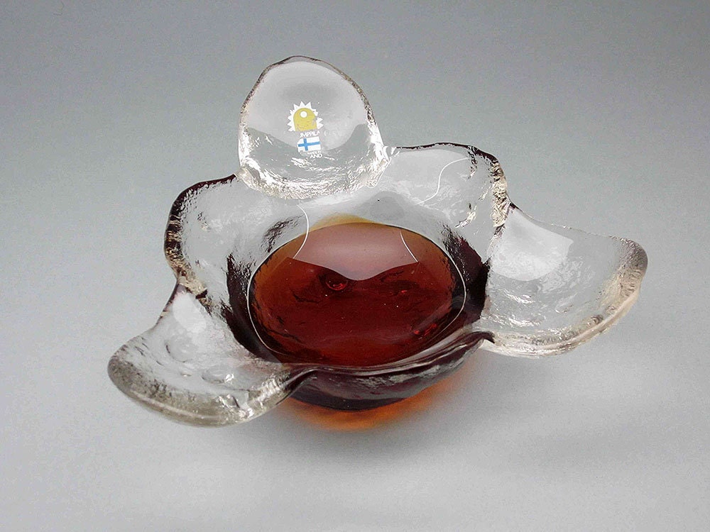 Pertti Santalahti glass bowl / serving dish from Kivi set by Humppila of Finland