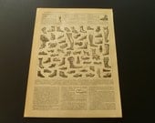 old pictures of shoes - 1905 - antique french fashion print poster about shoe footwear 1905 23x31cm/9x12''