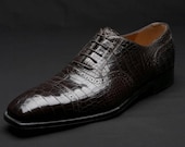 Brown Crocodile leather Shoes, Handmade brown crocodile leather shoes, men leather shoes, brown leather shoes for men - ukmerchant