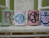 Monogrammed Seersucker Koozie, Can Wrap