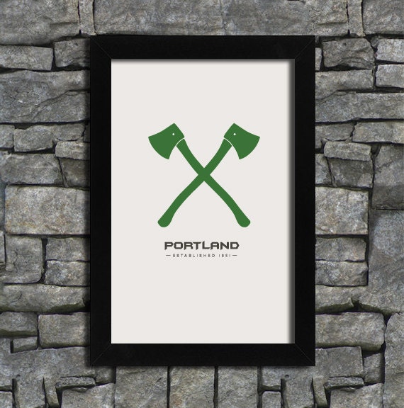 Portland - Axes - City Print Poster - 11x17