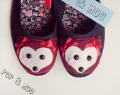 Kawaii fox womens ballet flats / Cute felt woodland animal kitsch canvas shoes / Statement footwear UK Size 4 (EUR 37, US 6)
