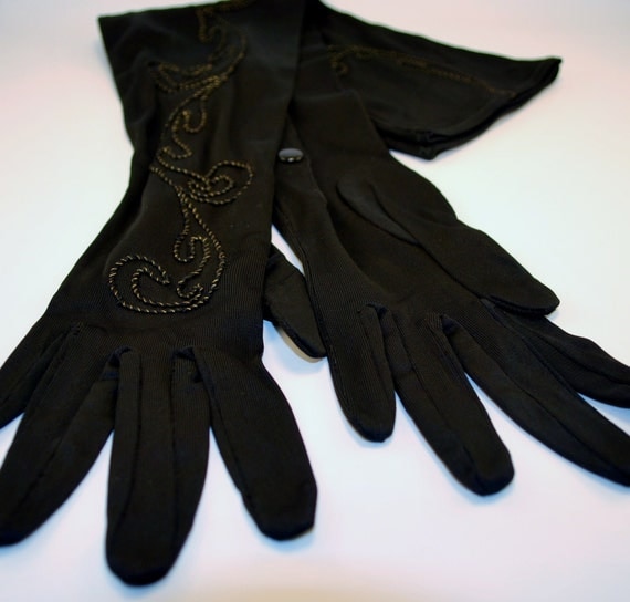 Vintage Black&Gold Opera Gloves by BichenVintage on Etsy