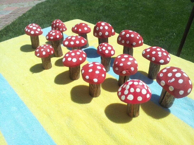 Item 48 Fairy Garden miniature red and white mushrooms
