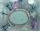 Mixed Media Original Canvas 30cm x 30cm (12" x 12") 'On winter's lake'