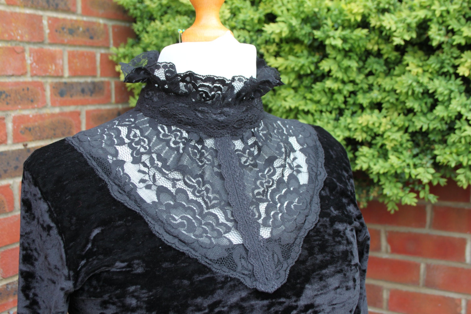 2 piece Black Crushed Velvet Dress and bustle skirt size 16 - 18 - handmadebyreplay