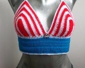 10% discount  Sexy Crochet Bra American  British flag Yoga July 4th Top Tank Hippie  Summer Bikini Crochet Festival Top Party Corset Gift