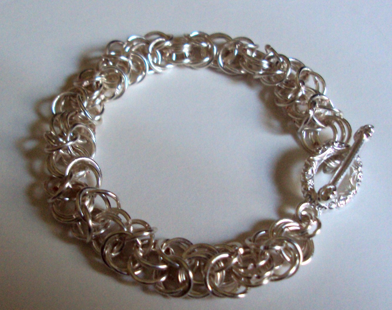 Chain maille bracelet -  byzantine - silver plated - silver tone - chain mail - maille - chainmaille jewellery -