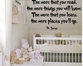 The More You Read The More Things You Will Know Dr. Seuss Wall Vinyl Quote Decal Sticker