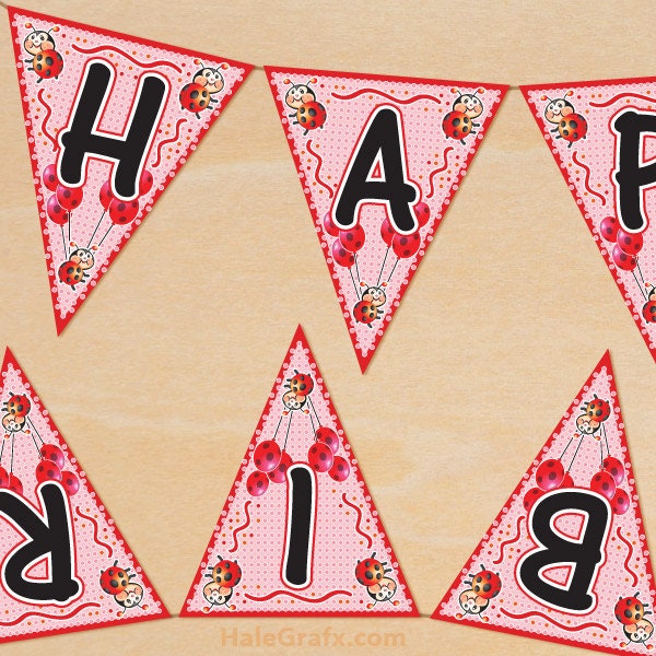 Ladybug Birthday Banner Printable, DIY File Il_570xn