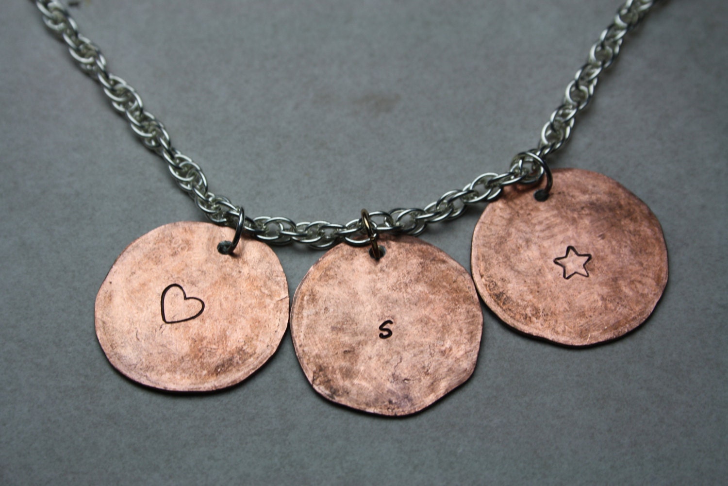 SALE Penny Personalized Custom Made to order Letter Heart Star Penny Necklace