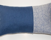 Blue and Grey felt cushion wth swirl embroidery