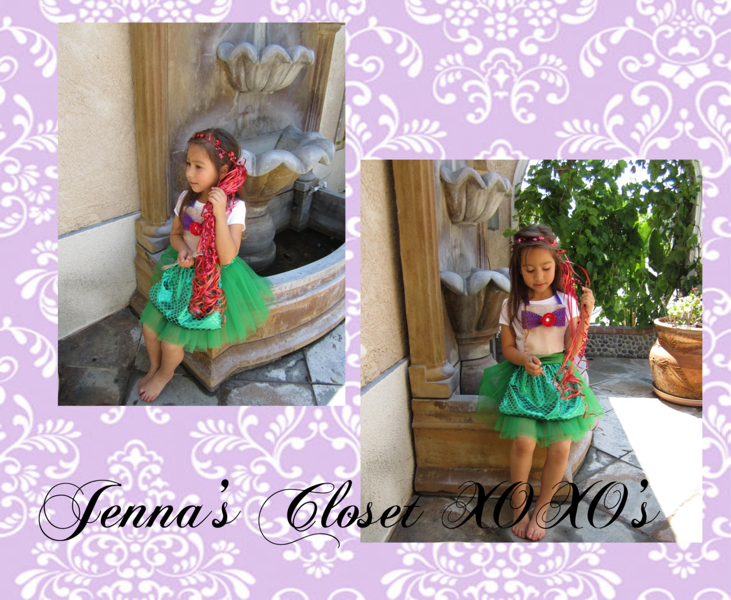 The little Mermaid Ariel inspired Dress Up Costume Apron, Full Apron and Tutu....Made to Order