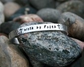 Walk by Faith - Hand Stamped Textured Bracelet with cross stamp, Religious, Faith - KennabelleDesigns