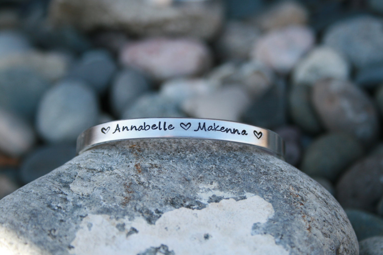 Personalized Hand Stamped Name Aluminum Cuff Bracelet, Custom Stamped Bracelet
