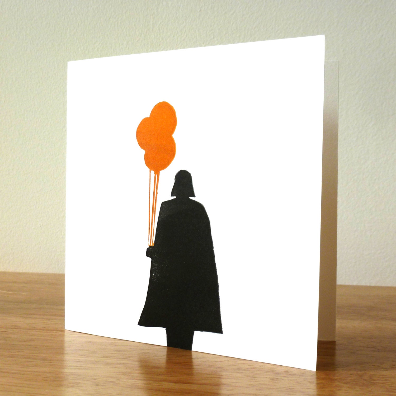 Darth Vader linocut hand printed square birthday card
