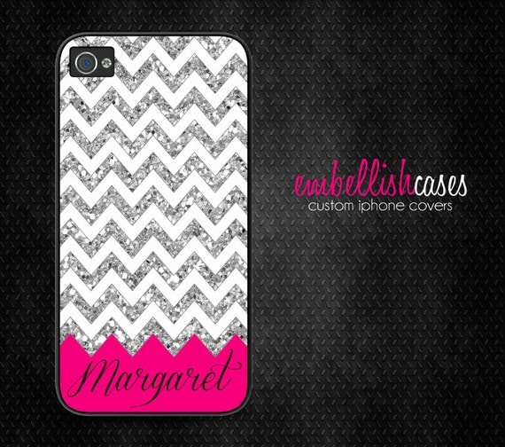 iPhone 4 Case, glitter iPhone 4 case, bling chevron iphone 4s case - lipstick pink 142 (NOT REAL GLITTER)