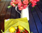 Reusable Fruit & Veggie Bag, Cotton Shopping Bag, Washable Ecofriendly Bag: Lime Green Swirl