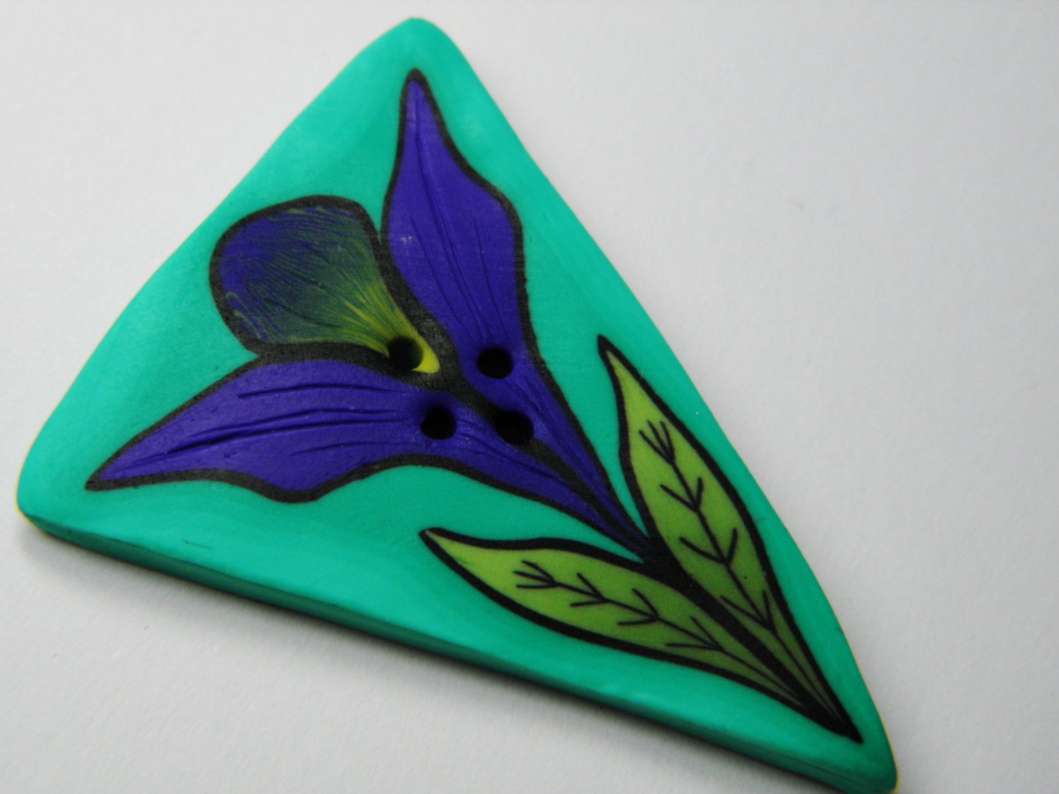Large Flower Millefiori Triangle-Natural Beeswax Clay Button