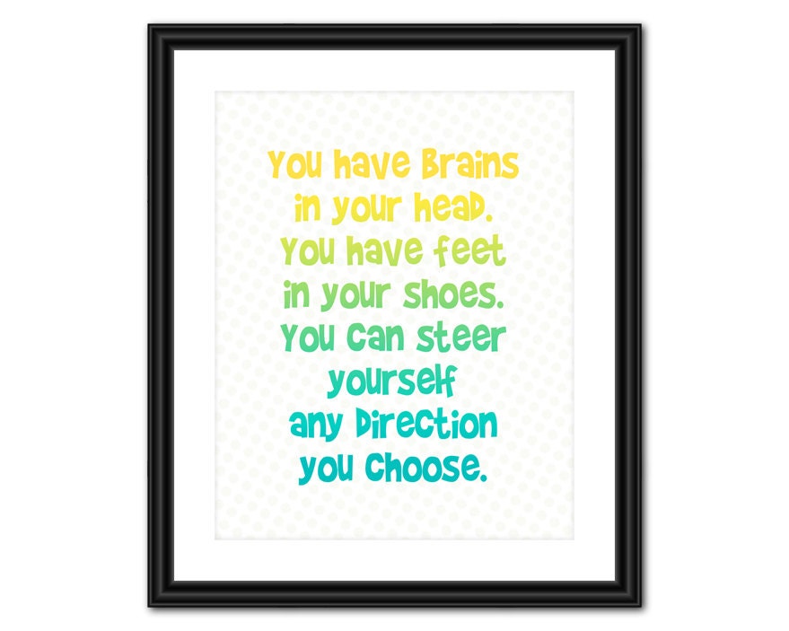 Inspirational Quote Art - Oh, The Places You'll Go - 8x10 - Instant Download