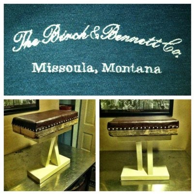 Custom Barnwood and Leather Stools (pair)